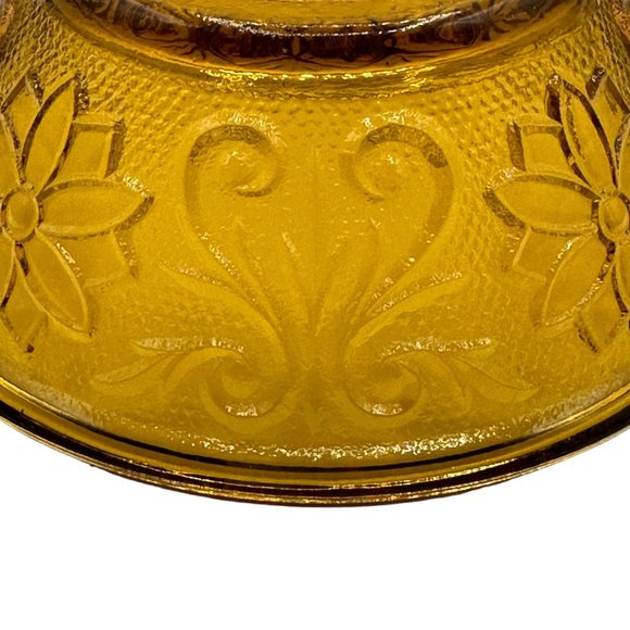Indiana Glass Tiara Glass Serving Bowl Daisy Pattern Vintage Amber Brown Flower - Picture 5 of 11